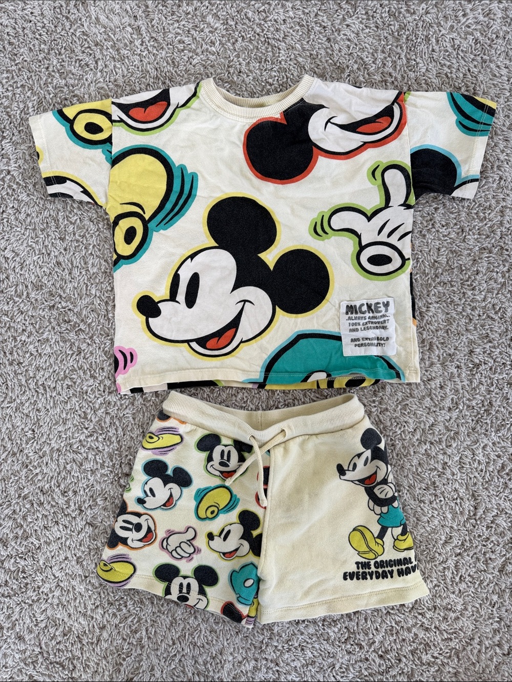 Zara Disney Mickey Mouse Kids Shorts Set